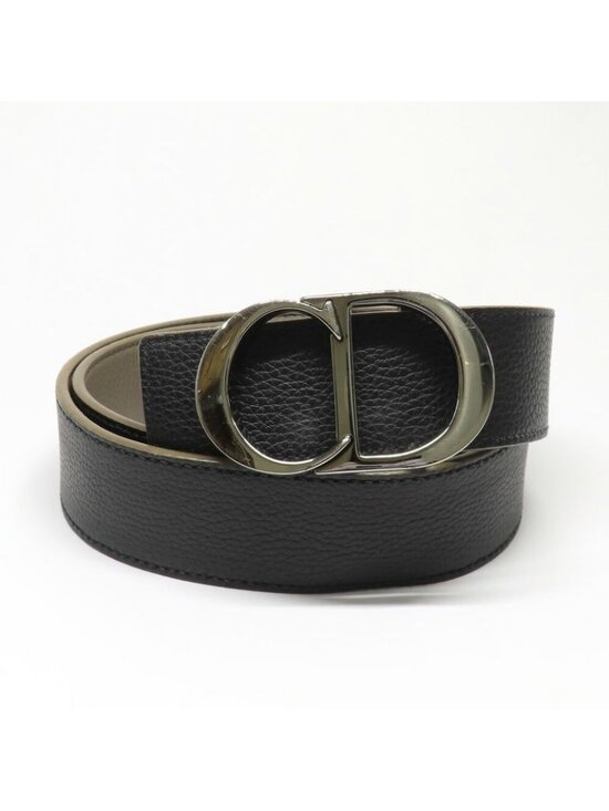 Dior CD Icon Logo Buckle Silver Metal External Belt Reversible Black main image 10